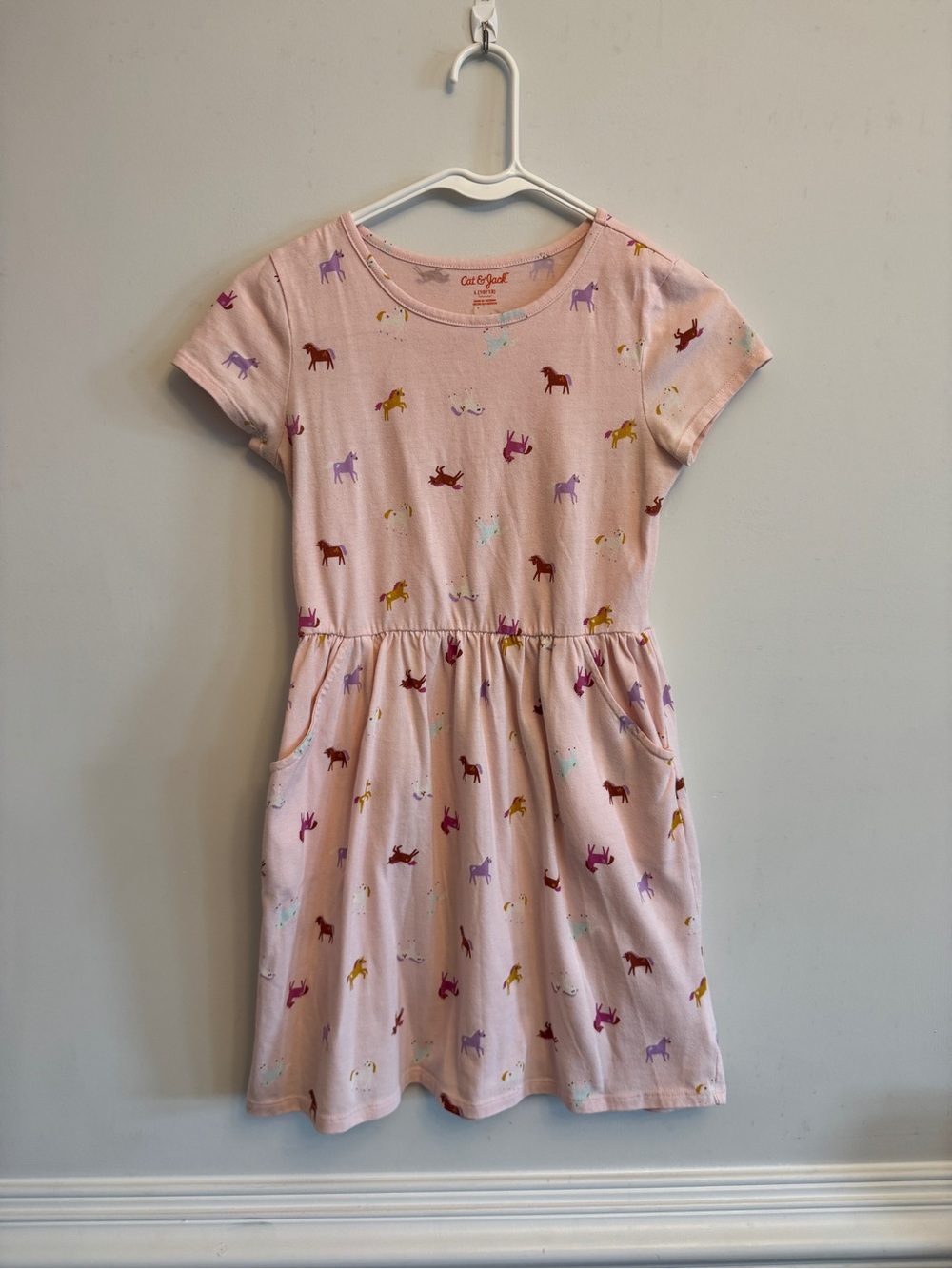 Cat & Jack Light Pink Unicorn & Horse Print Girls' Jersey Dress